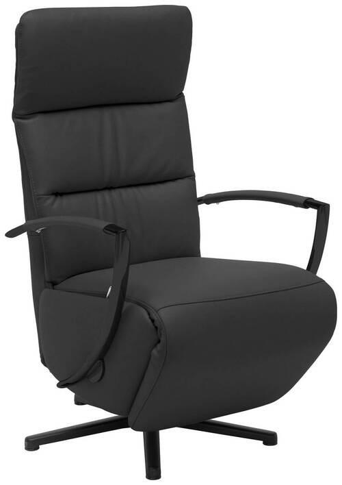 RELAXSESSEL in Leder Anthrazit  - Anthrazit/Schwarz, Design, Leder/Metall (64/112/80cm) - Cantus