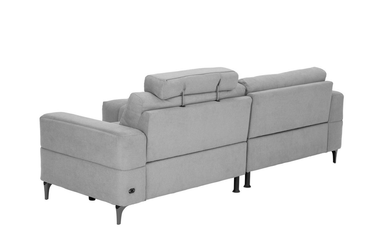 ECKSOFA in Mikrofaser Hellgrau  - Silberfarben/Hellgrau, Design, Textil/Metall (161/242cm) - Livetastic