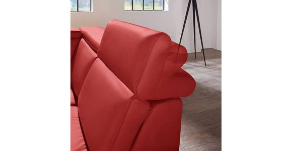 ECKSOFA in Echtleder Rot  - Rot/Alufarben, Design, Leder/Metall (271/242cm) - Cantus