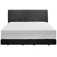BOXSPRINGBETT 160/200 cm,  in Anthrazit, Topper, Matratzen, H2 + H2 = mittel  - Anthrazit/Schwarz, Design, Kunststoff/Textil (160/200cm) - Dieter Knoll