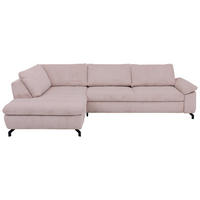 ECKSOFA Sense Altrosa Cord, Velours  - Schwarz/Altrosa, Design, Textil/Metall (197/291cm) - Beldomo Style