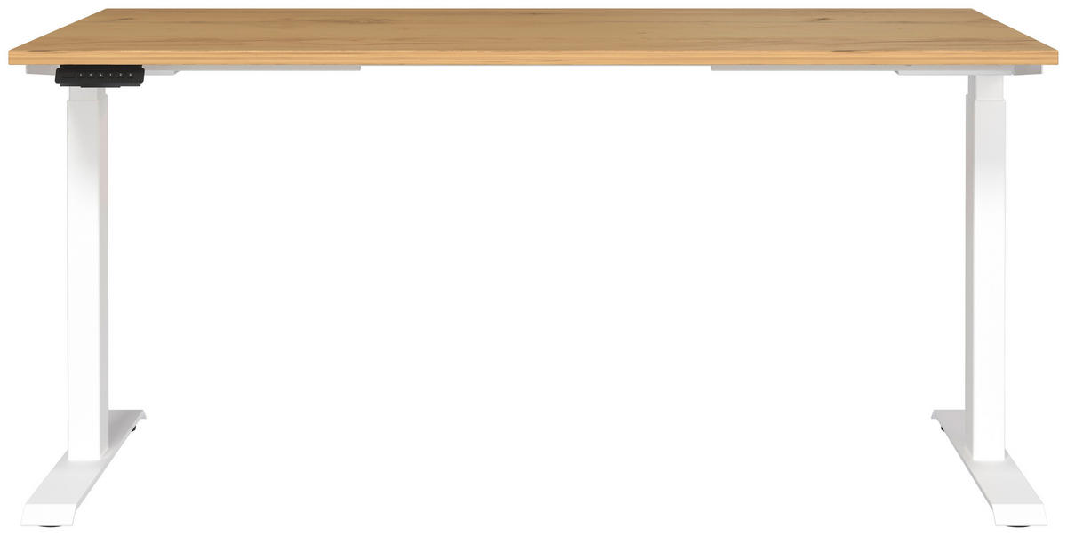 PÍSACÍ STÔL, biela, farba duba, 160/80/72-118 cm - biela/farba duba, Modern, kov/kompozitné drevo (160/80/72-118cm) - Novel