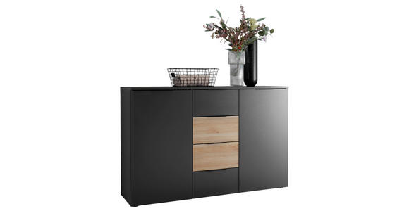SIDEBOARD  in 135/89/40 cm  - Eichefarben/Schwarz, KONVENTIONELL, Holzwerkstoff/Kunststoff (135/89/40cm) - Carryhome