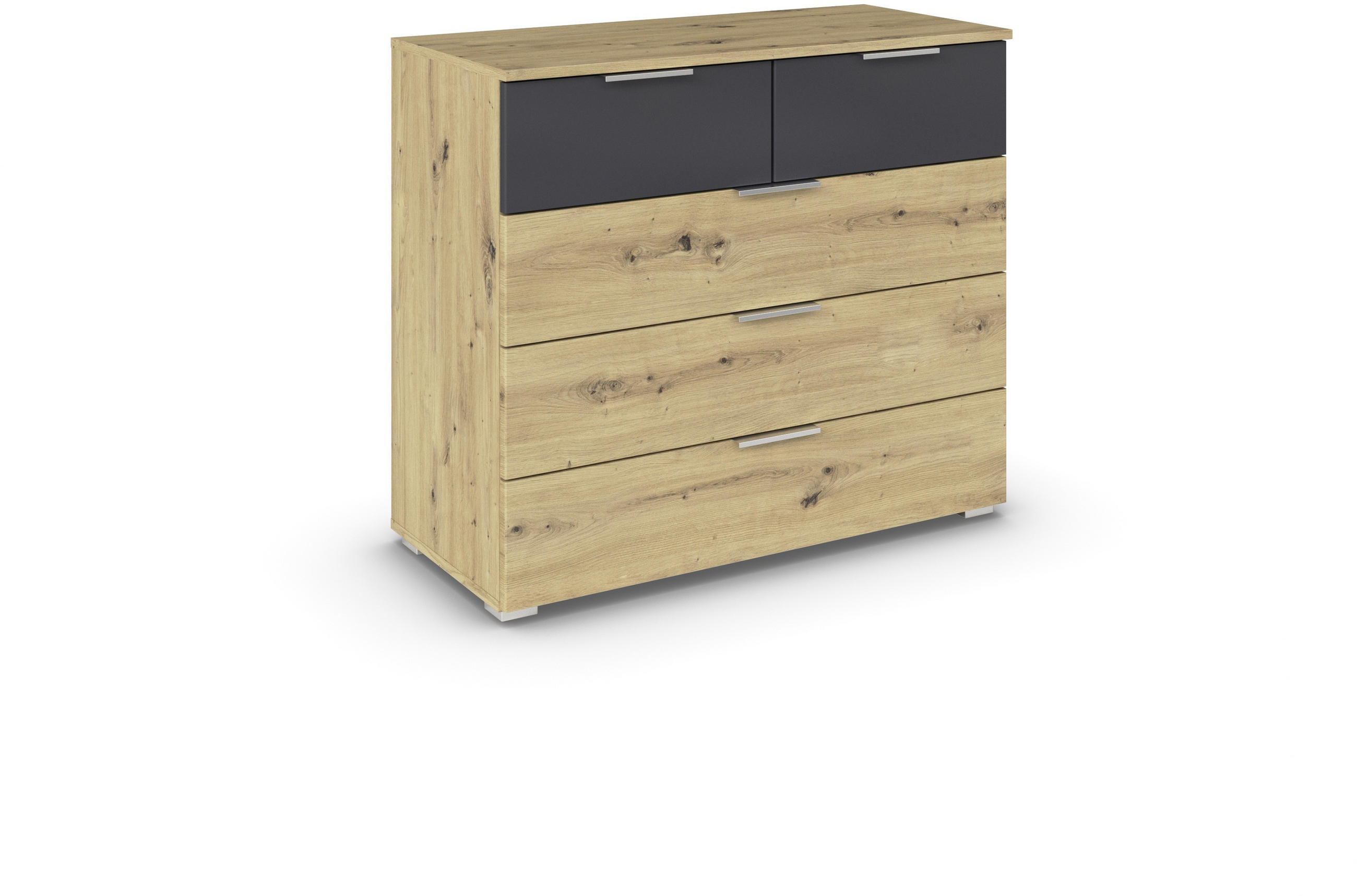 KOMMODE 93/81/42 cm  in Dunkelgrau, Eiche Artisan  - Dunkelgrau/Silberfarben, Modern, Holzwerkstoff/Metall (93/81/42cm) - Boxxx