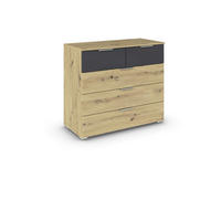 KOMMODE 93/81/42 cm  in Dunkelgrau, Eiche Artisan  - Dunkelgrau/Silberfarben, Modern, Holzwerkstoff/Metall (93/81/42cm) - Boxxx