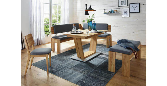 ESSTISCH in Holz 130(180)/90/76 cm - Edelstahlfarben/Eichefarben, KONVENTIONELL, Holz (130(180)/90/76cm) - Voleo