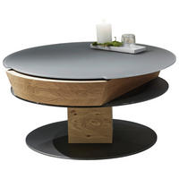 COUCHTISCH Wildeiche furniert ESG 80/35,5/80 cm rund Anthrazit, Eichefarben, Hellgrau  - Eichefarben/Anthrazit, Design, Glas/Holz (80/35,5/80cm) - Voglauer