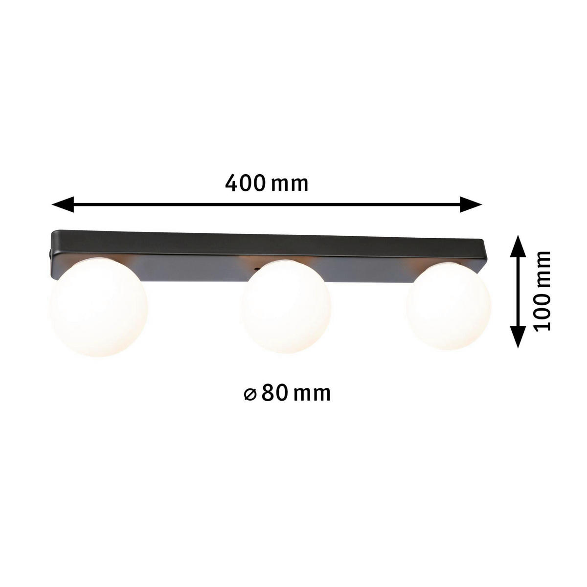 BADEZIMMER-WANDLEUCHTE Gove 40,0/10,0/8,0 cm   - Schwarz/Weiß, Basics, Glas/Metall (40,0/10,0/8,0cm) - Paulmann