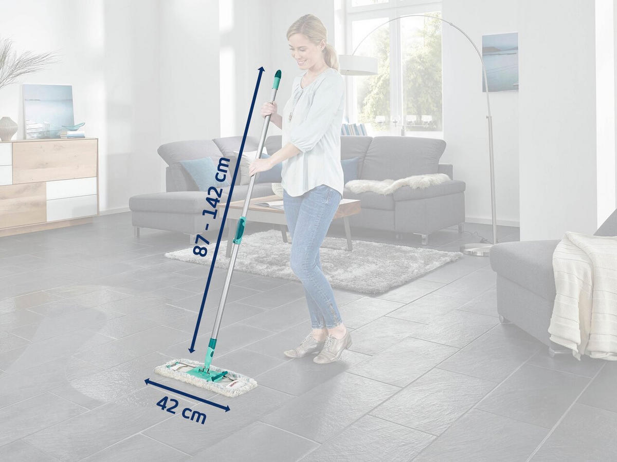 BODENWISCHER  - Türkis/Weiß, Basics, Textil/Metall (42/87-142cm) - Leifheit