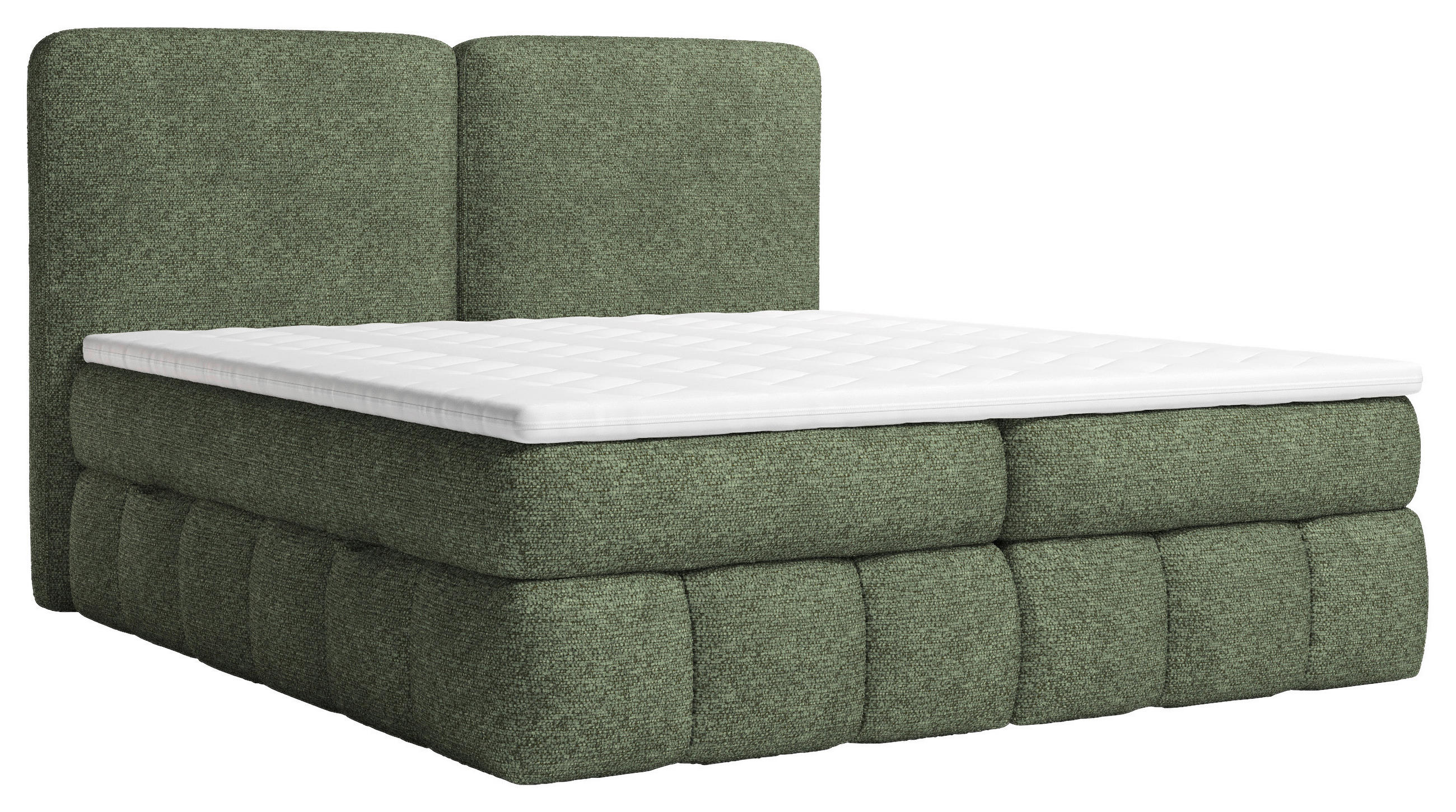 BOXBETT 140/200 cm,  in Dunkelgrün, Bettkasten, Topper, Matratzen, H3 = fest  - Dunkelgrün/Schwarz, KONVENTIONELL, Kunststoff/Textil (140/200cm) - Carryhome