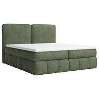 BOXBETT 140/200 cm,  in Dunkelgrün, Bettkasten, Topper, Matratzen, H3 = fest  - Dunkelgrün/Schwarz, KONVENTIONELL, Kunststoff/Textil (140/200cm) - Carryhome