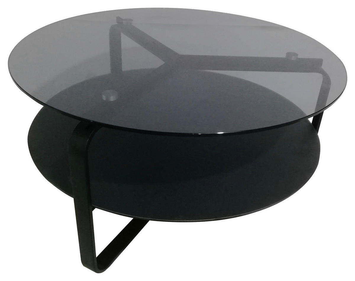 COUCHTISCH in Metall, Glas 80/80/44 cm  - Schwarz/Grau, Design, Glas/Metall (80/80/44cm) - Novel