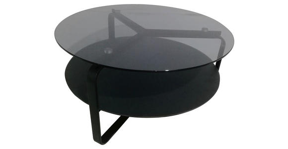 COUCHTISCH in Metall, Glas 80/80/44 cm  - Schwarz/Grau, Design, Glas/Metall (80/80/44cm) - Novel