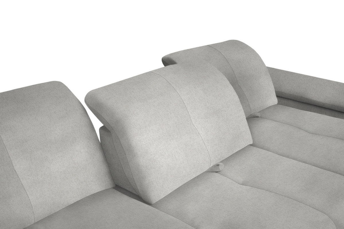 ECKSOFA Hellgrau Flachgewebe  - Hellgrau/Schwarz, Design, Textil/Metall (313/242cm) - Xora