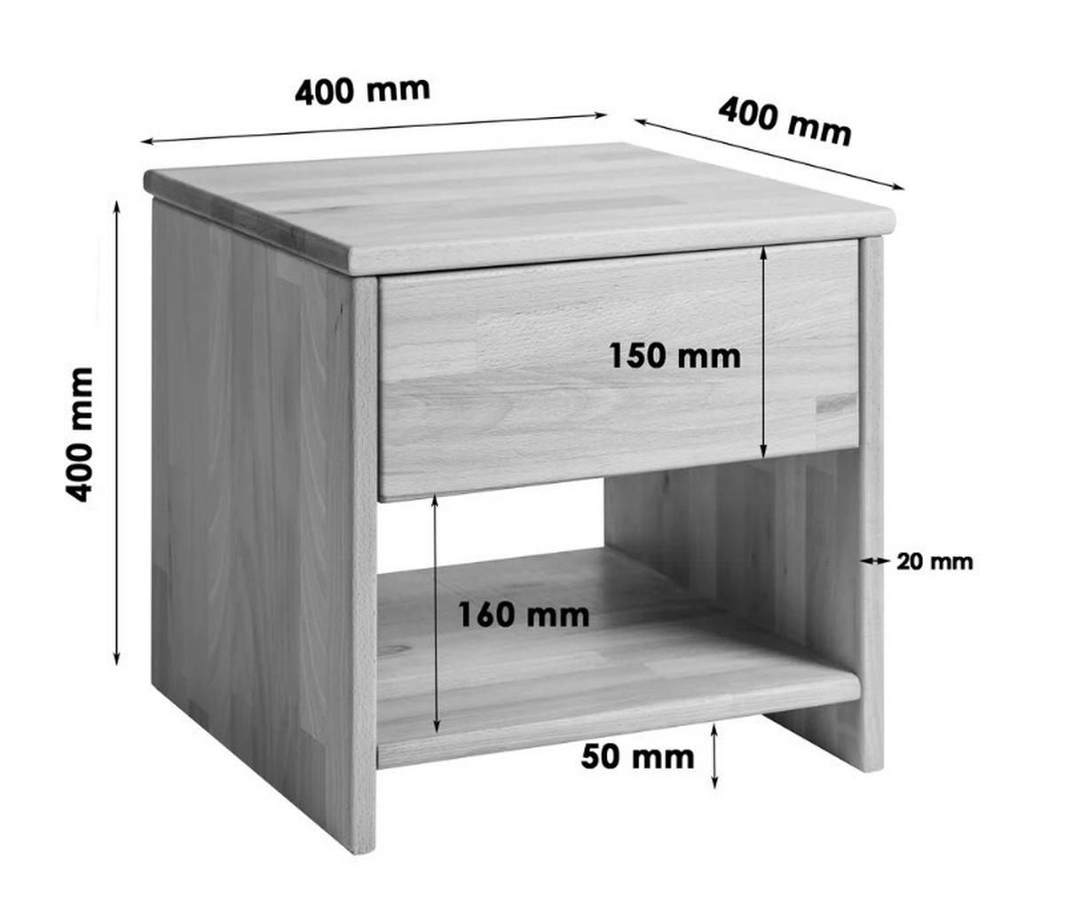 NACHTSCHRANK 40/40/40 cm Kernbuche massiv  - Natur, Holz (40/40/40cm) - P & B