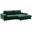 ECKSOFA  in Velours Smaragdgrün Rücken echt  253/177 cm  - Smaragdgrün/Schwarz, Design, Textil/Metall (253/177cm) - Dieter Knoll
