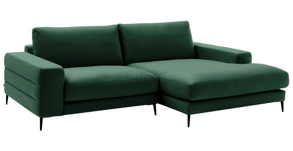 ECKSOFA  in Velours Smaragdgrün Rücken echt  253/177 cm  - Smaragdgrün/Schwarz, Design, Textil/Metall (253/177cm) - Dieter Knoll