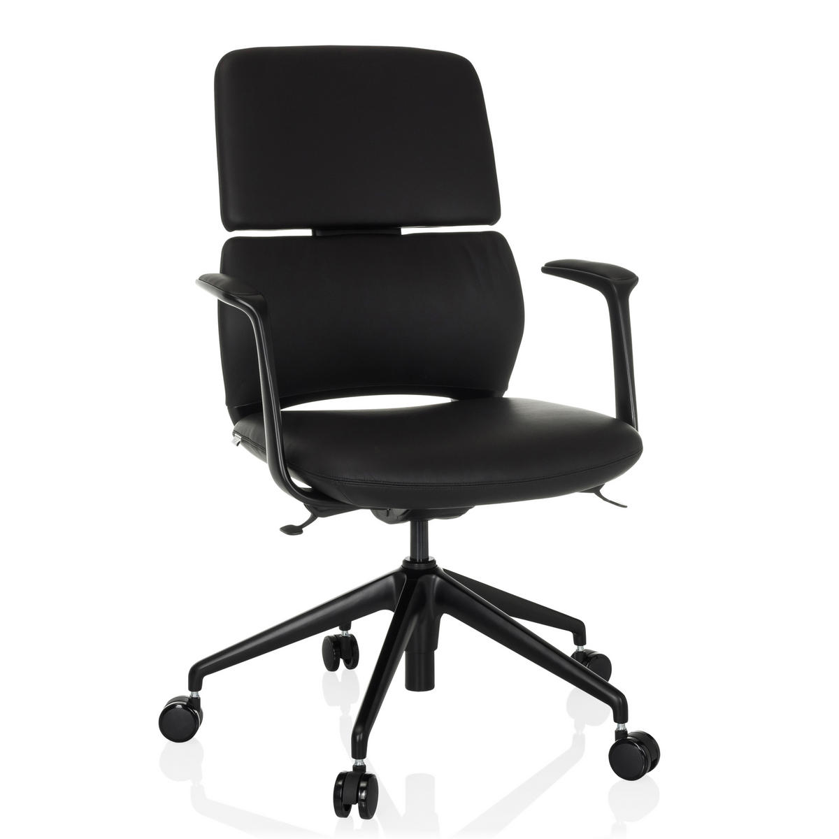 DREHSTUHL  - Schwarz, MODERN, Leder/Kunststoff (62/98-108/60cm) - MID.YOU