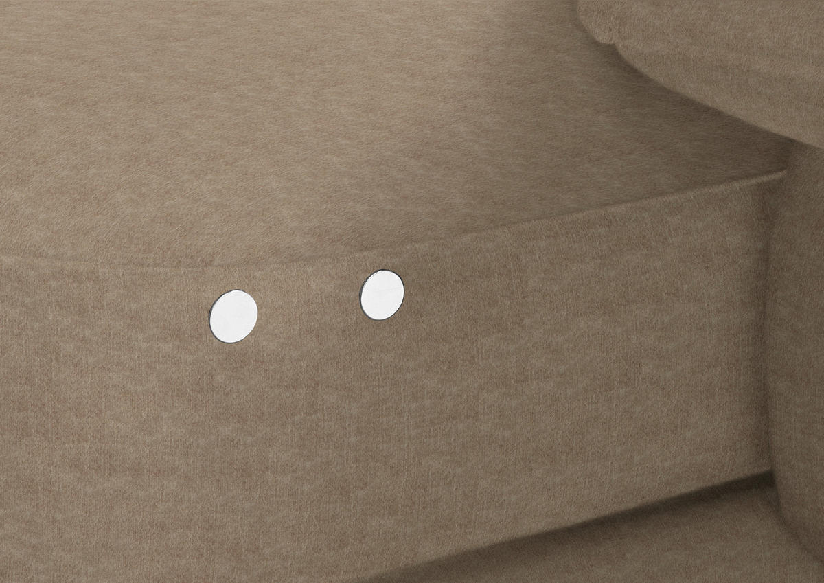 ECKSOFA in Velours Hellbraun  310/180 cm  - Hellbraun/Schwarz, Design, Textil/Metall (310/180cm) - Dieter Knoll