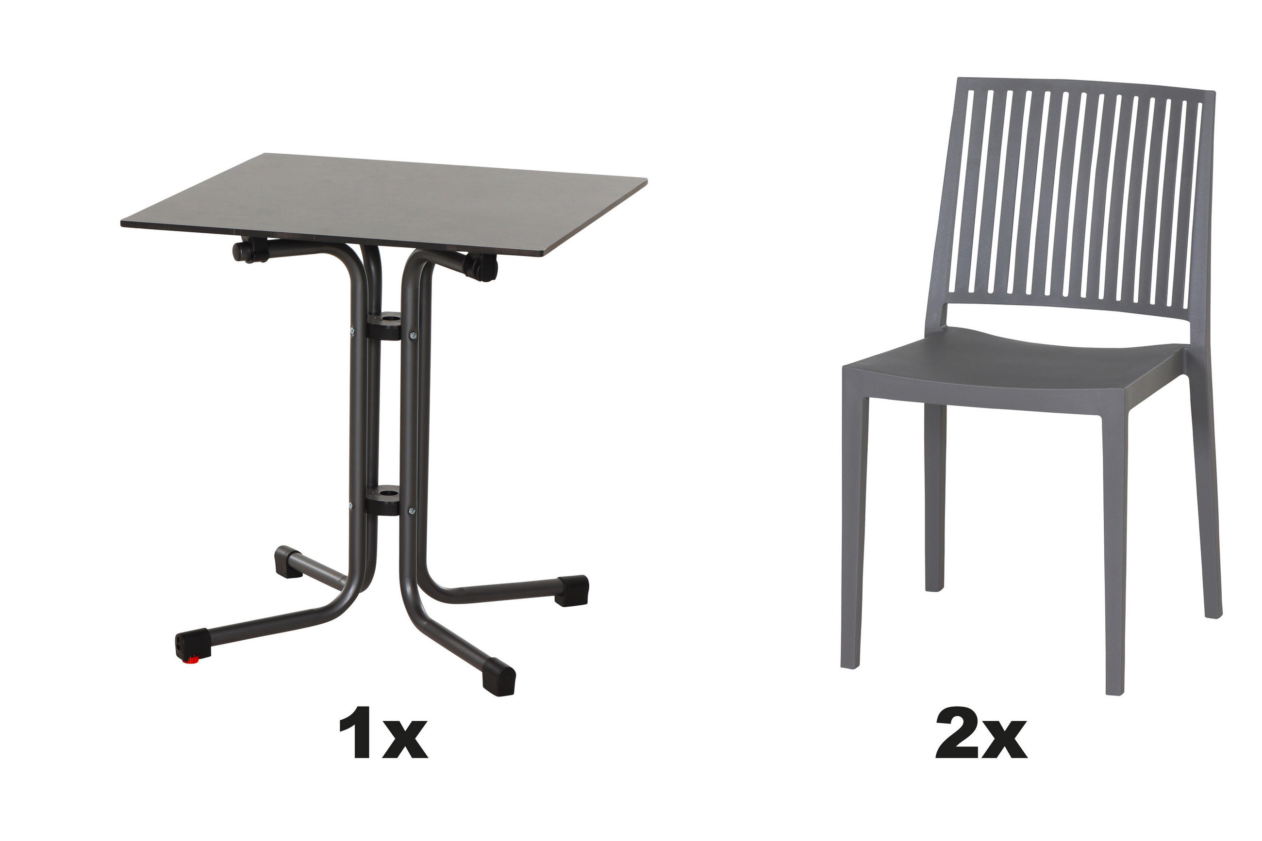GARTENGARNITUR 3-teilig  - Grau, Basics, Holzwerkstoff/Kunststoff (65/80/65cm) - Siena Garden