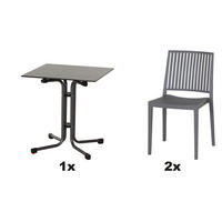 GARTENGARNITUR 3-teilig  - Grau, Basics, Holzwerkstoff/Kunststoff (65/80/65cm) - Siena Garden