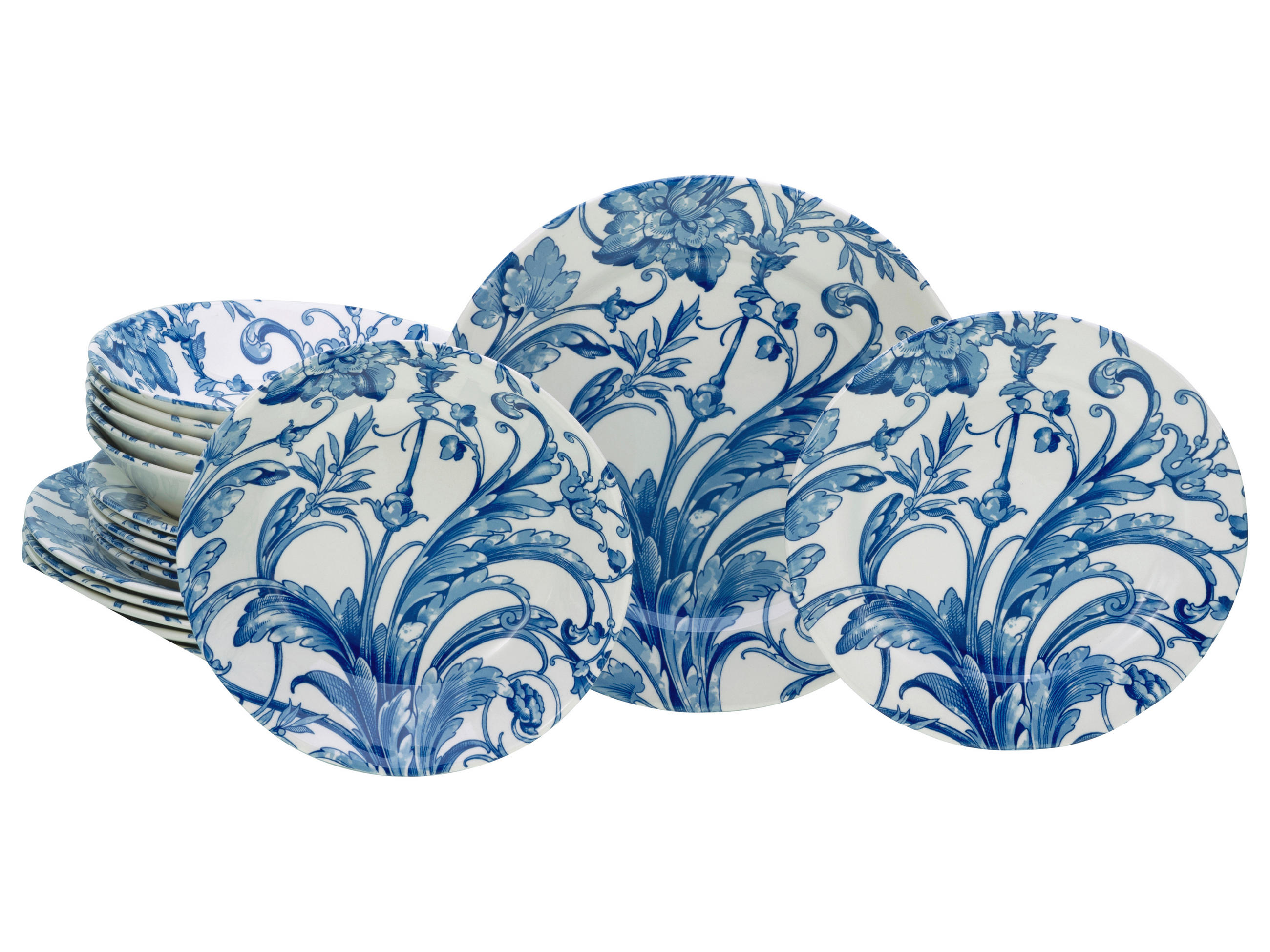 TAFELSERVICE Venecia Blue 18-teilig  - Blau/Weiß, Basics, Keramik (31/30/32cm) - Creatable