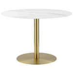 ESSTISCH in Metall, Glas 110/110/74,5 cm  - Goldfarben/Weiß, Design, Glas/Metall (110/110/74,5cm) - Ambia Home