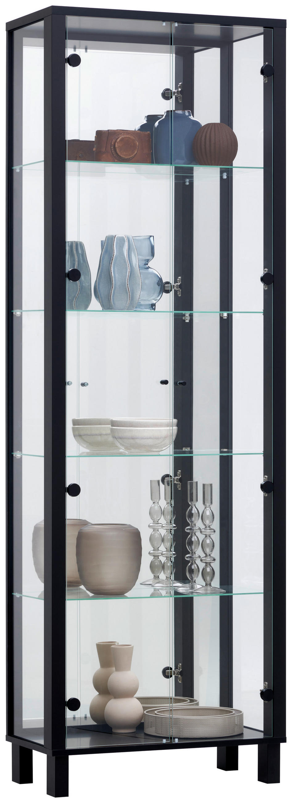 VITRINSKÅP  i svart  - svart, Klassisk, metall/trämaterial (62/189/33cm) - Best Price