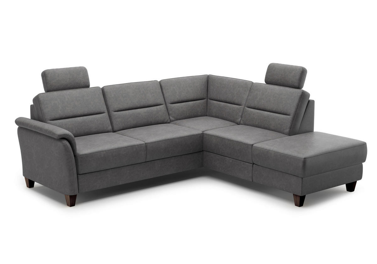 ECKSOFA in Mikrofaser Anthrazit  236/212 cm  - Wengefarben/Anthrazit, KONVENTIONELL, Holz/Textil (236/212cm) - Sit & More