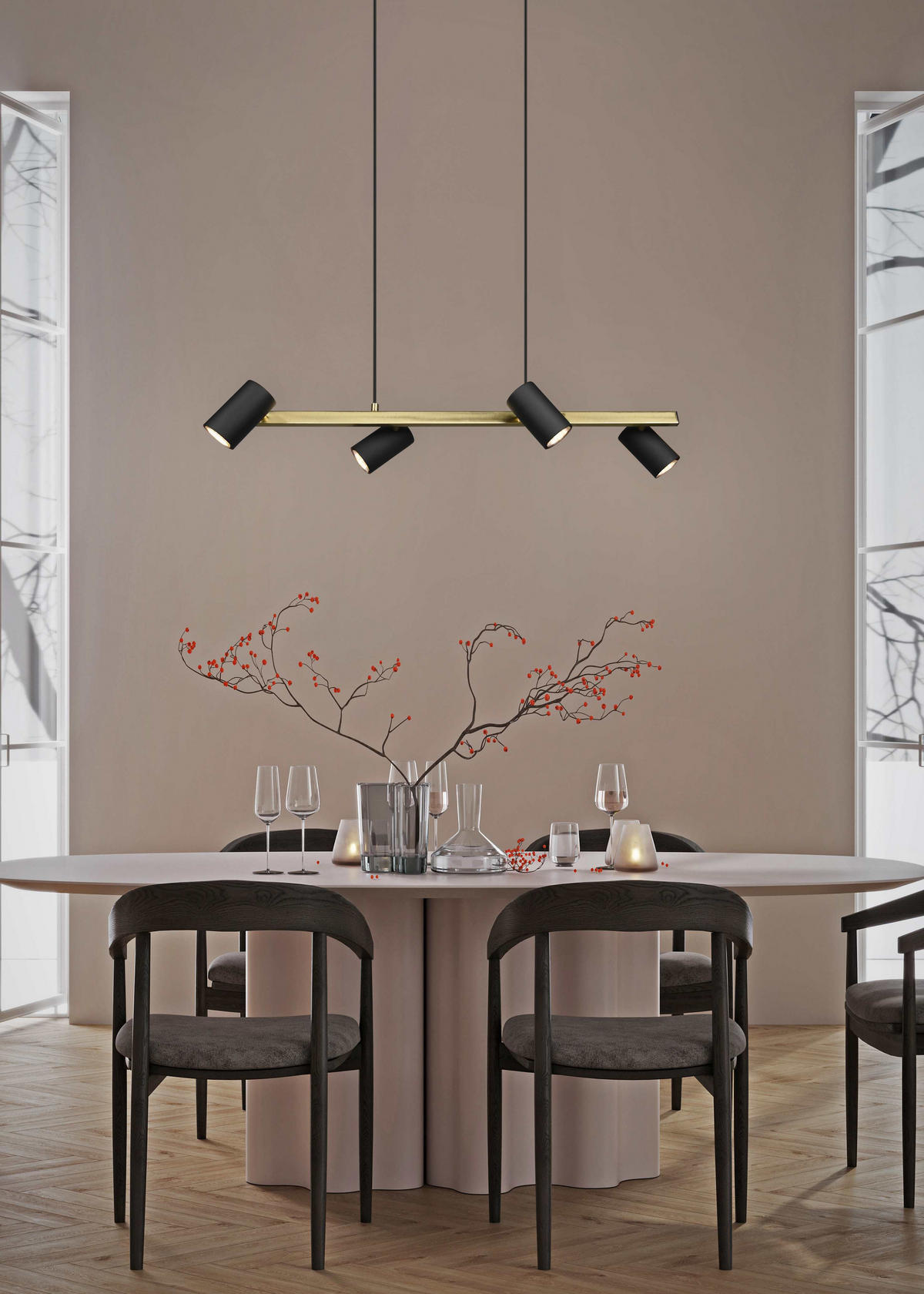 HÄNGELEUCHTE 80/18/150 cm  - Goldfarben/Schwarz, Basics, Metall (80/18/150cm) - Trio Leuchten