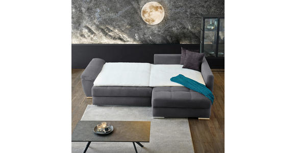 ECKSOFA in Webstoff Grau  - Chromfarben/Dunkelgrau, Design, Kunststoff/Textil (276/212cm) - Carryhome