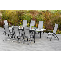 GARTENSET 9-teilig  - Graphitfarben/Grau, MODERN, Textil/Metall - Gardenson