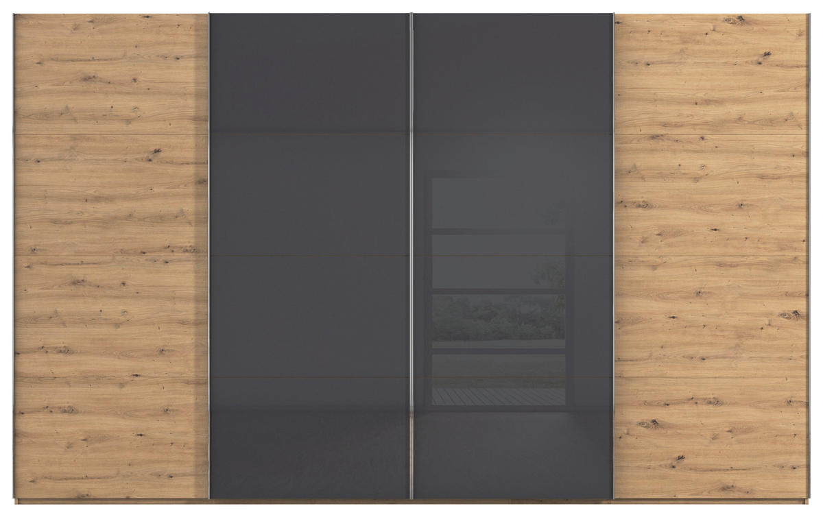 SCHWEBETÜRENSCHRANK 361/235/68 cm 4-türig  - Chromfarben, KONVENTIONELL, Glas/Holzwerkstoff (361/235/68cm) - Novel