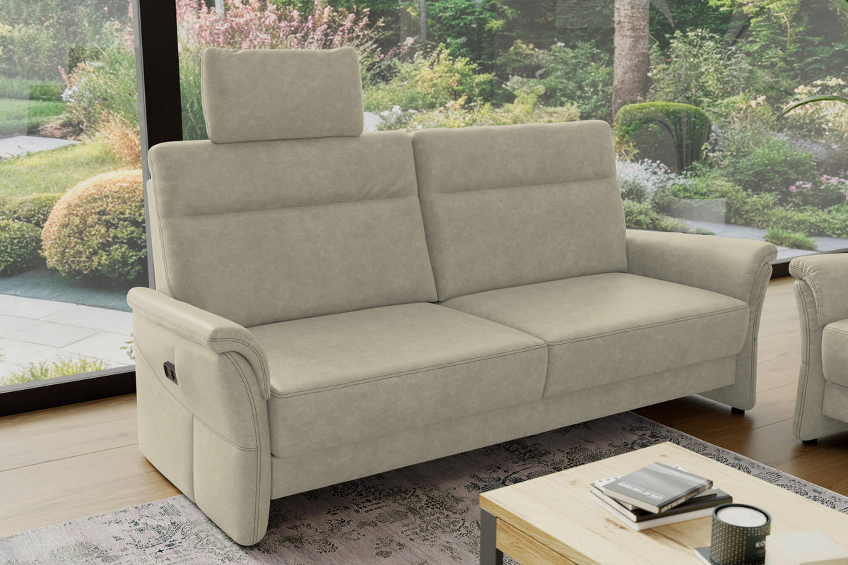 3,5-SITZER - Hellgrau/Schwarz, Konventionell, Kunststoff/Textil (205/98/91cm) - Elegando
