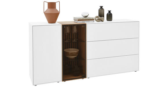 SIDEBOARD in 184/90/44 cm - Eichefarben/Anthrazit, Design, Glas/Holz (184/90/44cm) - Johann Jakob