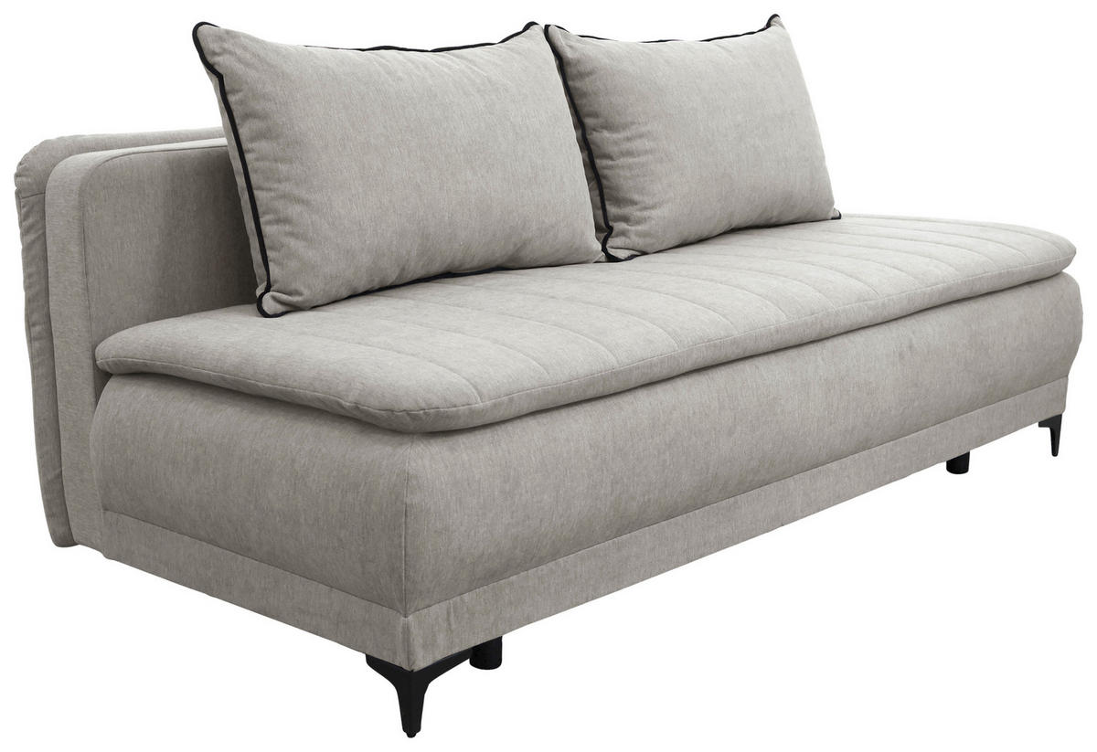 SCHLAFSOFA  mit Liegefunktion Flachgewebe Taupe  - Taupe/Schwarz, Basics, Textil/Metall (202/98/78cm) - Livetastic