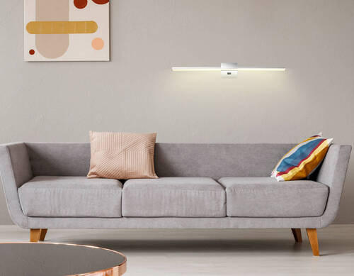 LED-WANDLEUCHTE 61,5/11/3,7 cm   - Chromfarben/Opal, Design, Kunststoff/Metall (61,5/11/3,7cm) - Globo