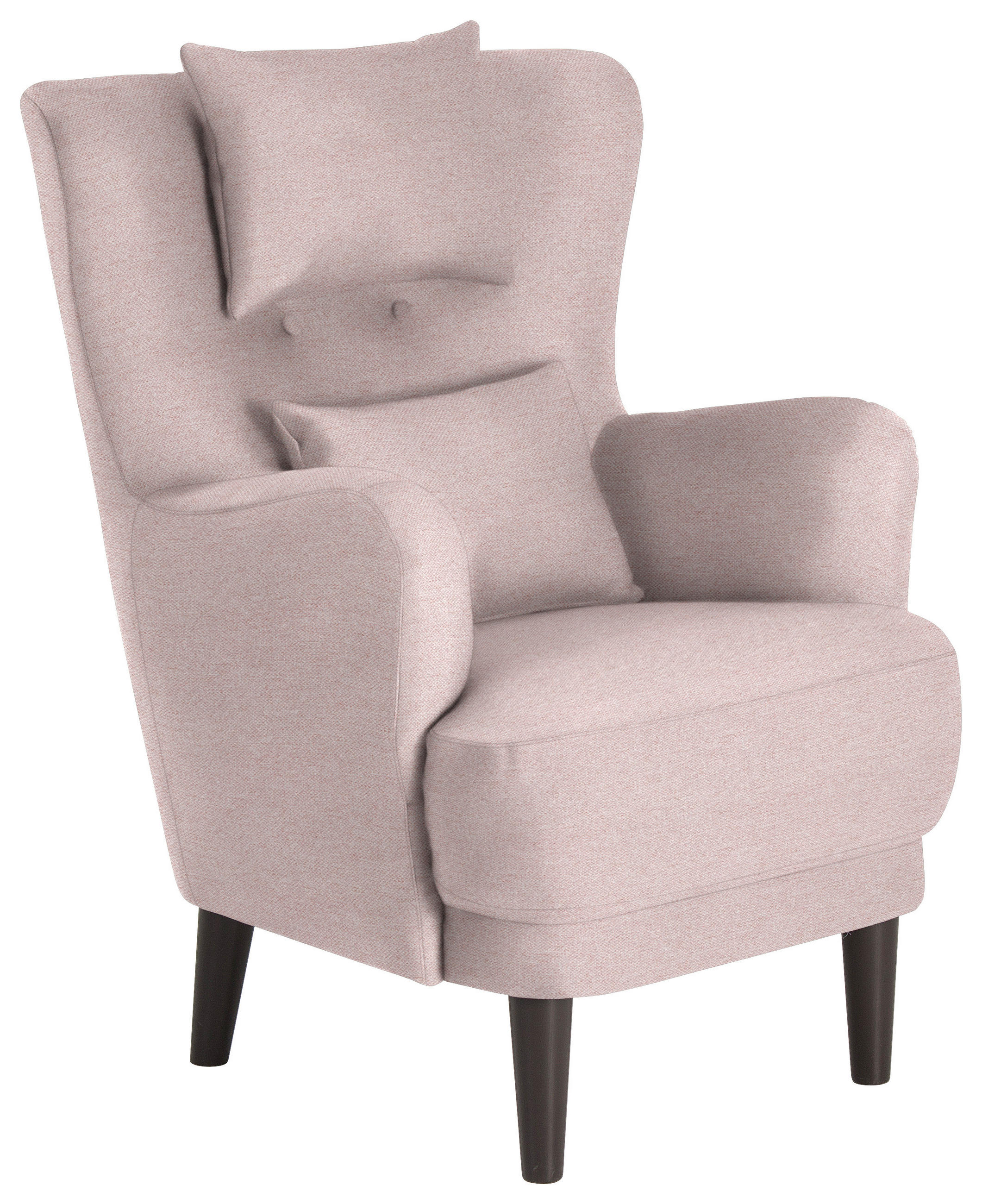 ÖRONLAPPSFÅTÖLJ i flatväv rosa  - svart/rosa, Design, trä/textil (81/106/90cm) - MID.YOU