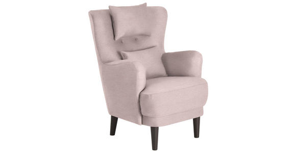 OHRENSESSEL in Flachgewebe Rosa  - Schwarz/Rosa, Design, Holz/Textil (81/106/90cm) - Carryhome