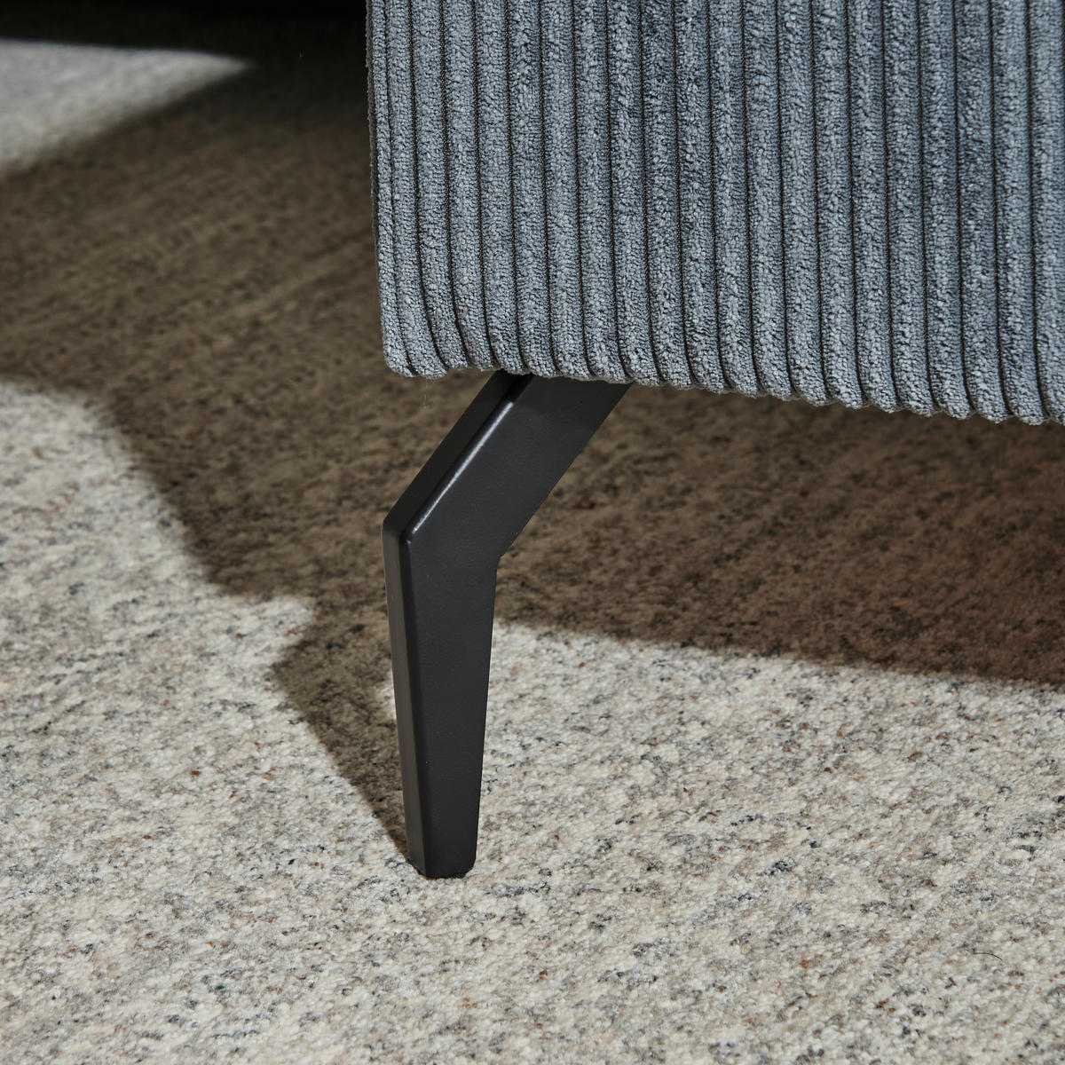 ECKSOFA in Cord Graphitfarben  - Schwarz/Graphitfarben, Design, Textil/Metall (302/180cm) - Venda