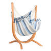 HÄNGEMATTE Naturfaser Blau, Weiß  - Blau/Eukalyptusholzfarben, KONVENTIONELL, Holz/Textil (100/152/92cm) - La Siesta