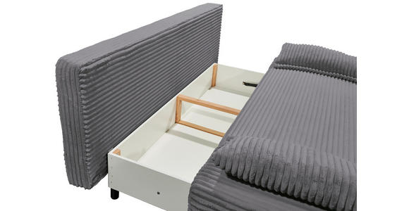 SCHLAFSOFA Cord Anthrazit Rückenkissen, Armlehnenkissen, Bettkasten, Schlaffunktion, Rücken echt, Liegefläche im Originalstoff  - Anthrazit/Schwarz, KONVENTIONELL, Kunststoff/Textil (211/96/105cm) - Carryhome