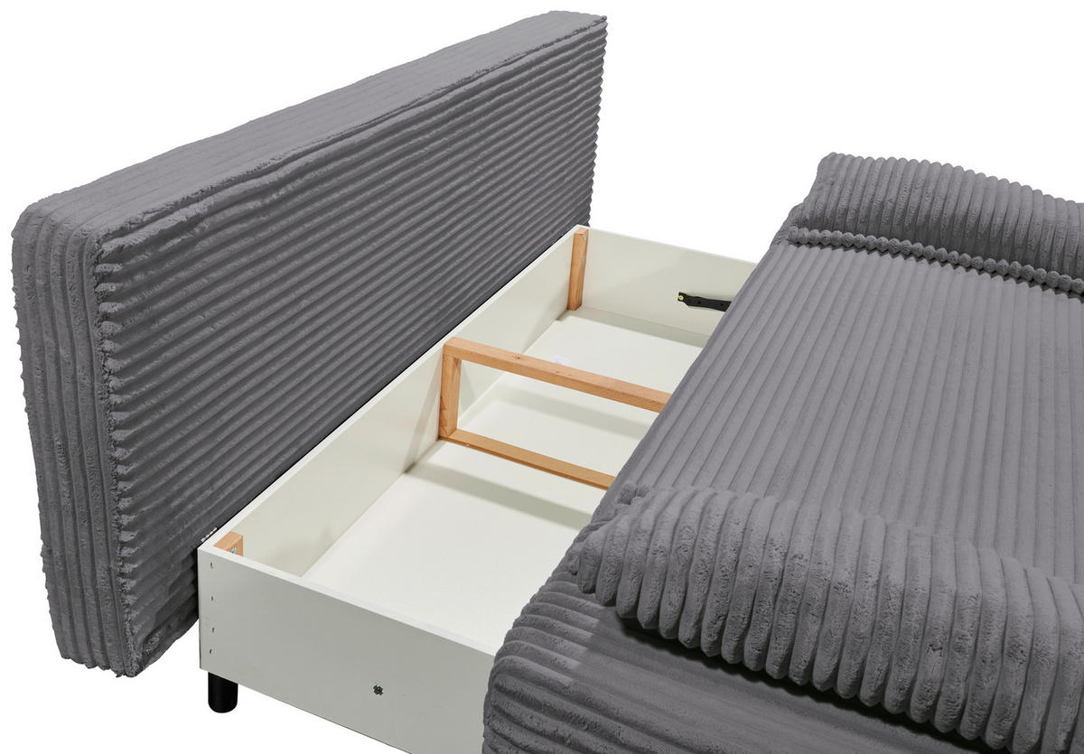 SCHLAFSOFA  mit Cord Anthrazit  - Anthrazit/Schwarz, KONVENTIONELL, Kunststoff/Textil (211/96/105cm) - Carryhome