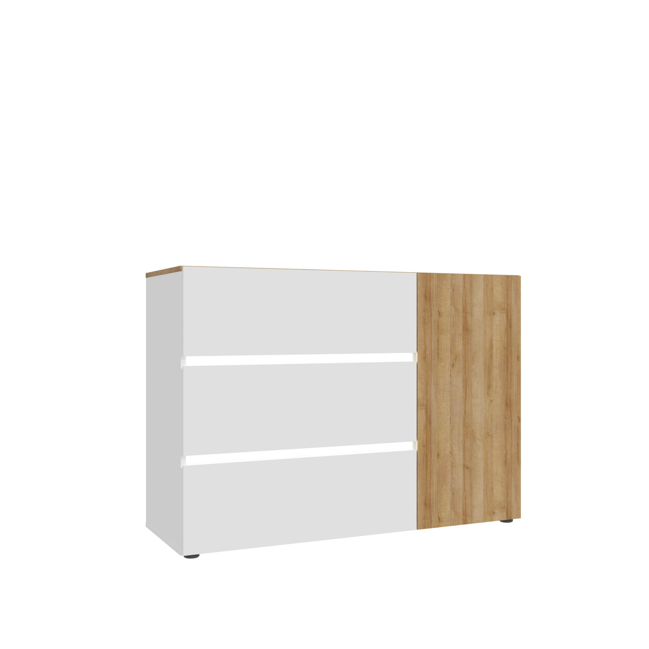 COMODĂ 114,9/81,7/41,1 cm  - culoare lemn stejar/alb lucios intens, Design, material pe bază de lemn (114,9/81,7/41,1cm)
