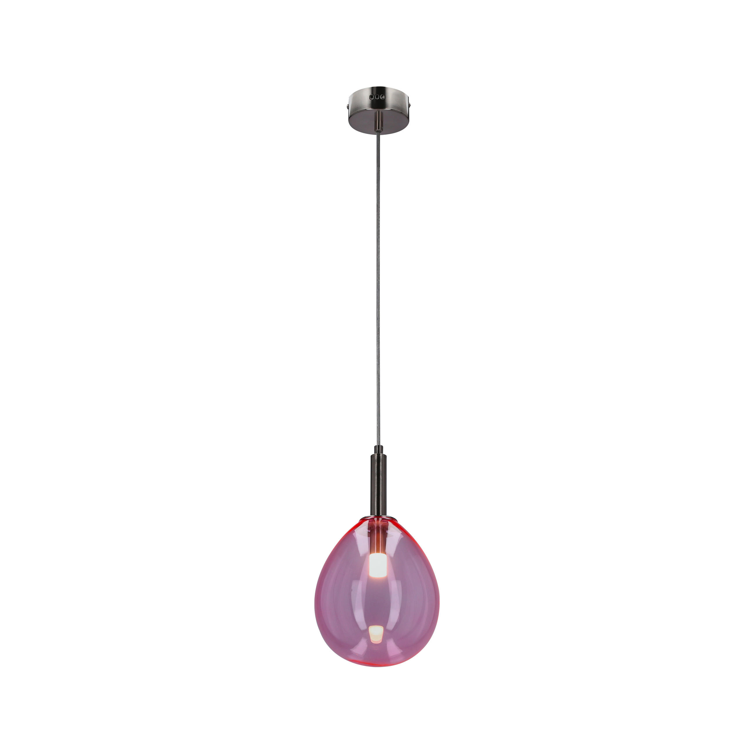 LED-HÄNGLAMPA Lukka 18/18/115 cm  - pink/kromfärg, Design, metall/glas (18/18/115cm)