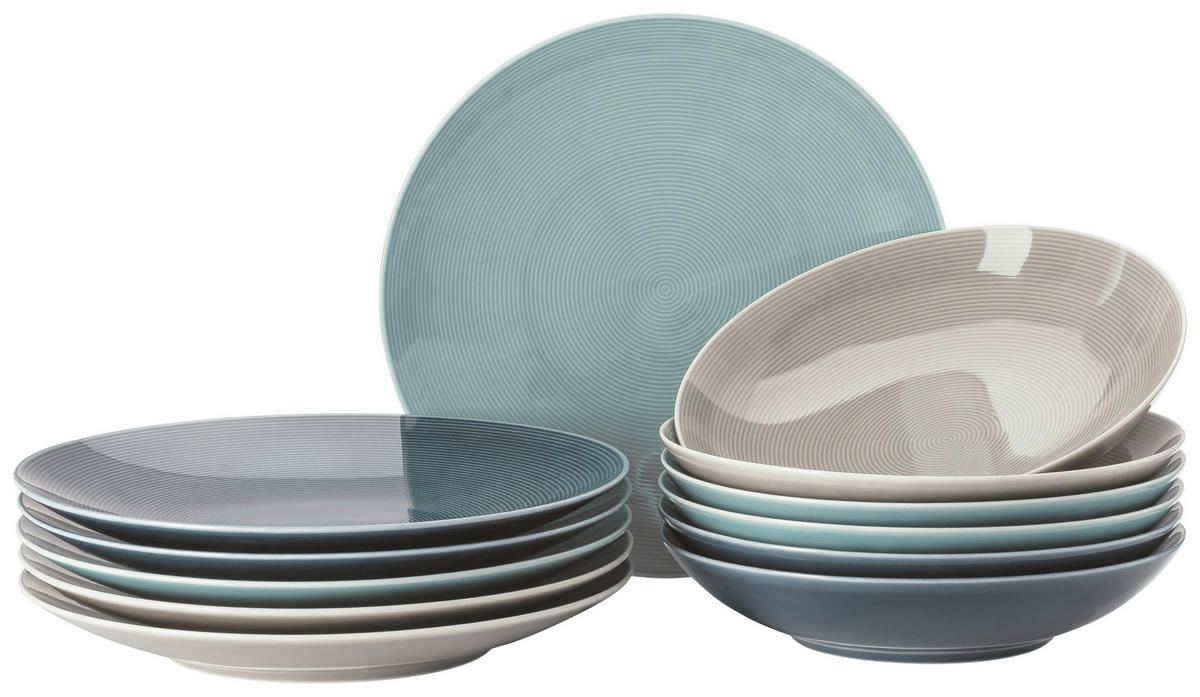 TAFELSERVICE LOFT COLOUR 12-teilig  - Blaugrau/Grau, Basics, Keramik - Thomas