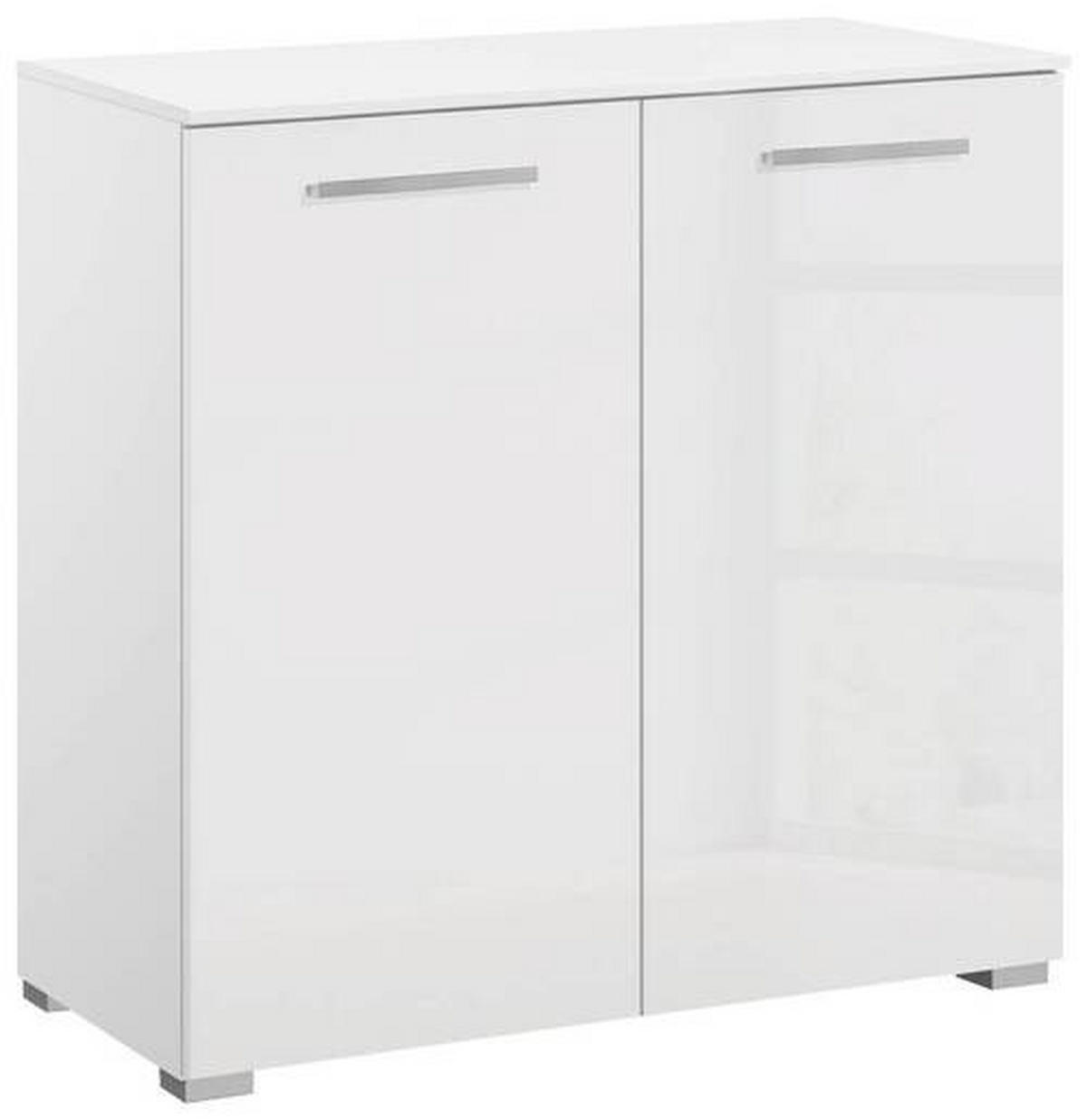 KOMMODE 80/81/42 cm  in Weiss, Weiss Hochglanz  - Weiss Hochglanz/Chromfarben, Design, Holzwerkstoff/Kunststoff (80/81/42cm) - Novel