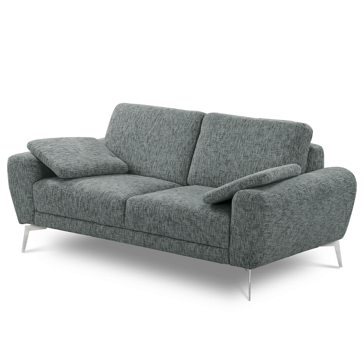 2-SITZER-SOFA Webstoff Anthrazit  - Chromfarben/Anthrazit, Design, Textil/Metall (157/85/92cm) - Livetastic
