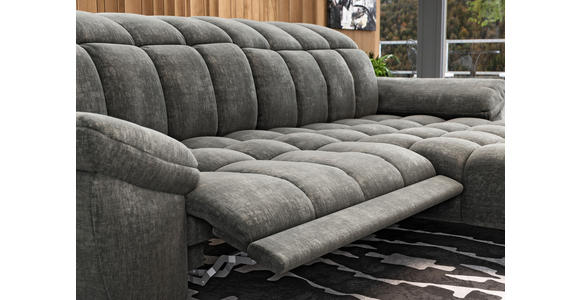 ECKSOFA inkl. Funktionen Dunkelgrau Chenille  - Dunkelgrau/Silberfarben, Design, Textil/Metall (105-178/266cm) - Xora