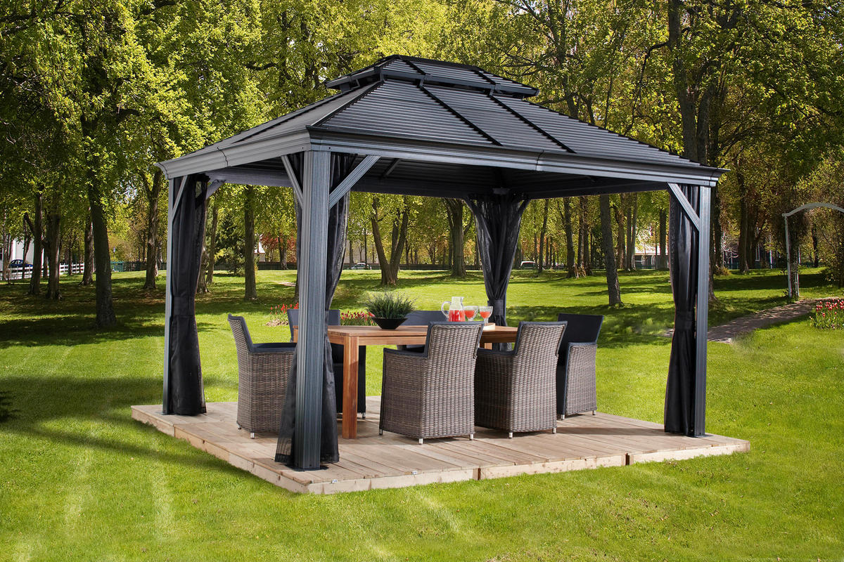 PAVILLON 425/292/299 cm Aluminium  - Anthrazit, Basics, Metall (425/292/299cm) - Ambia Garden